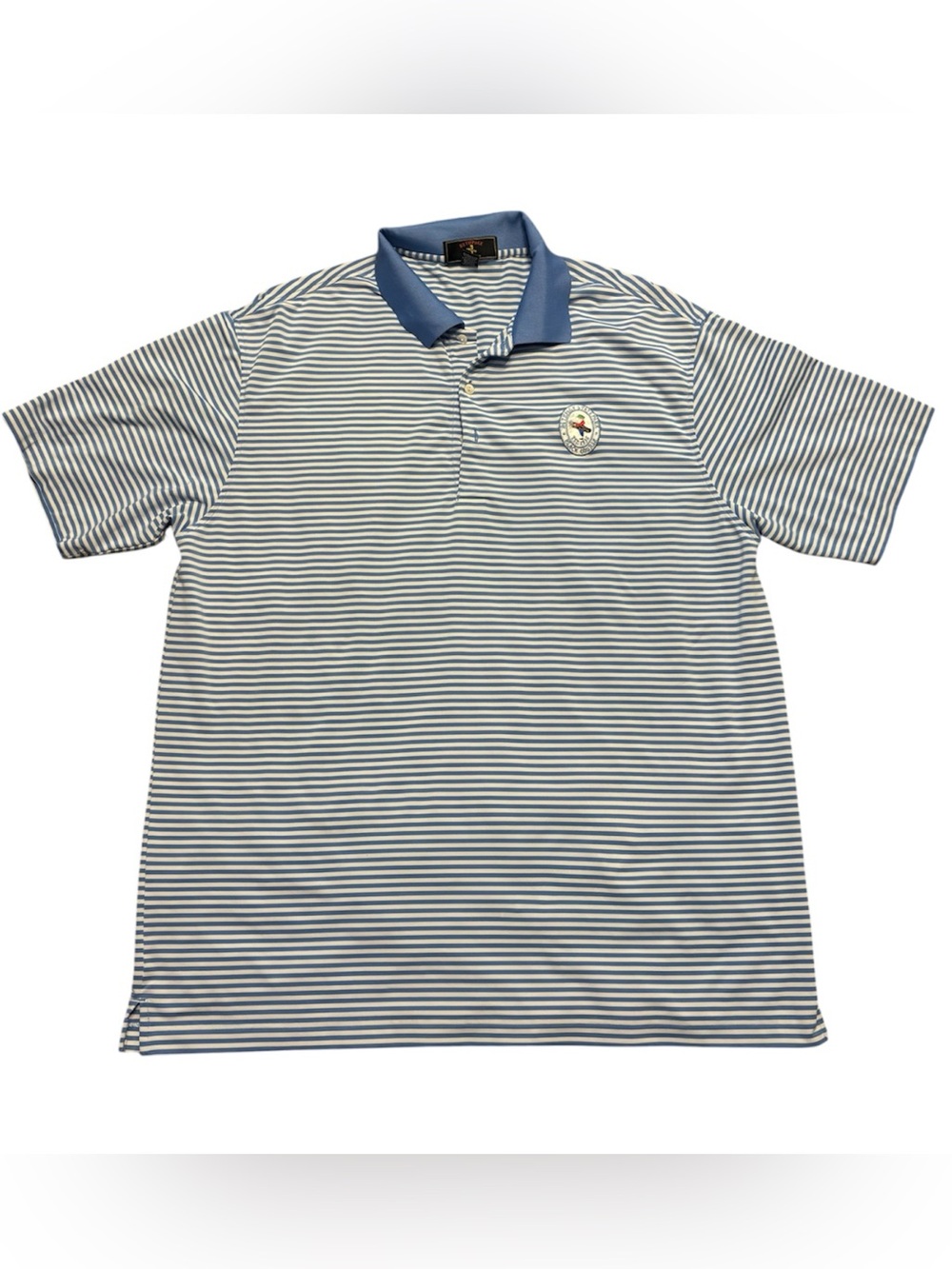 Bethpage Black Collection Performance Golf Polo White & Blue Stripe Size XL